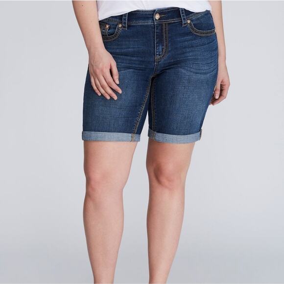 Melissa McCartney Seven7 Bermuda Denim Jean Shorts Plus Size 26 - Picture 1 of 11